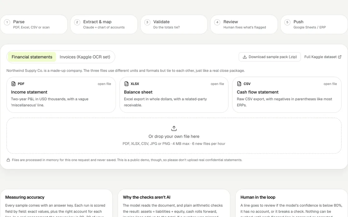 Financial Statement Agent sample picker and extraction pipeline